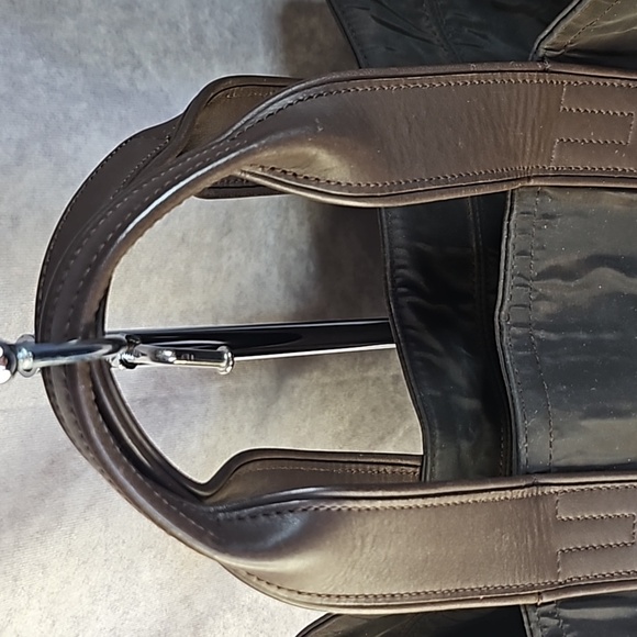 Hermès Brown Nylon Leather Strap Silver Tote Weekender Shoulder Bag Duffle Purse - Picture 4 of 12